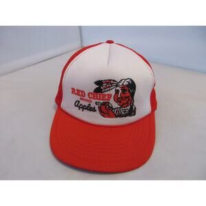 Vintage RED CHIEF BRAND APPLES Trucker Mesh Snapback KC Hat Cap